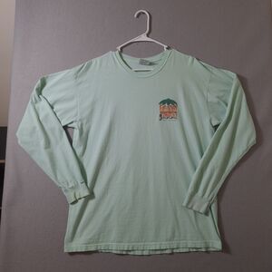 Graphic T Shirt Cruisin Tiki Time Large Pastel Green Long Sleeve Vacation Beach